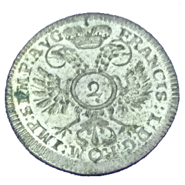 GERMANY REGENSBURG 2 KREUZER 1754 FRANCIS Ⅰ 1745 – 1765 DOUBLE EAGLE H(A)