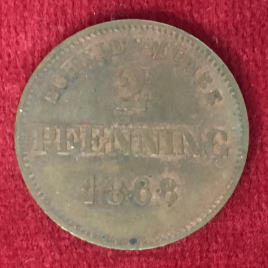 GERMANY BAYERN 2 PFENNIG 1868 LUDWIG Ⅱ 1864-1886
