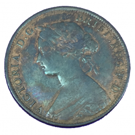GREAT BRITAIN  HALF PENNY 1861 VICTORIA BUN HEAD SPINK3956.