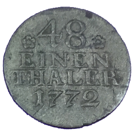 GERMANY PREUSSEN  1/48 TALER 1772 (A) FRIEDRICH Ⅱ 1740 – 1786