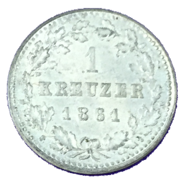 GERMANY NASSAU  1 KREUZER 1861 ADOLPH 1839 – 1866