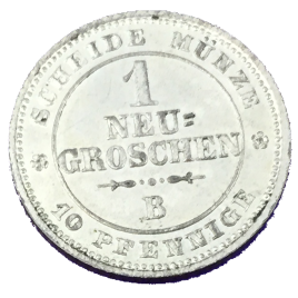 GERMANY SACHSEN ALBERTINE 1 NEU GROSCHEN 1863 (B) JOHANN 1854 – 1873
