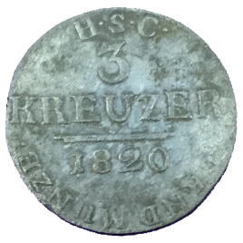 GERMANY SACHSEN COBURG – SAALFELD 3 KREUZER 1820 (S) ERNST Ⅰ 1806 – 1826