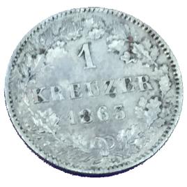 GERMANY WÜRTTEMBERG  1 KREUZER 1863 WILHELM Ⅰ 1816 – 1864