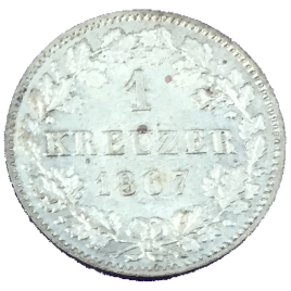 GERMANY WURTTEMBERG 1 KREUZER 1867 KARL Ⅰ 1864 – 1891 MINTAGE:118000pes