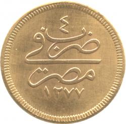 エジプト　100クルシュ金貨　AS1277/4(1864)　アブドゥル・アジズ(1861-1876)