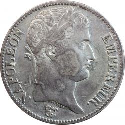 【影打ち】　フランス　5フラン銀貨　N.D.　ナポレオン1世(1804-1814)　　極美品