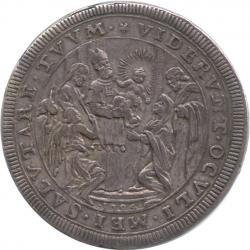 イタリア　バチカン　1ピアストレ銀貨　1704　クレメンス11世(1700-1721)　DAV1432　 KM671