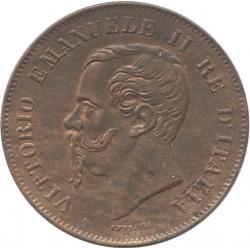 イタリア王国　5センテシミ銅貨　1862(N)　ヴィットリオ・エマヌエル2世(1861-1878)