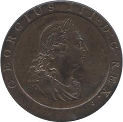 イギリス　1ペニー銅貨　1797　ジョージ3世(1760-1820)
