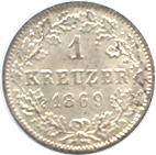 Germany Wurttemberg 1Kreuzer 1869
