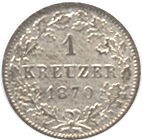 Germany Wurttemberg 1Kreuzer 1870