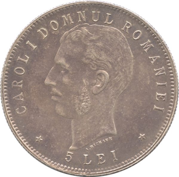 ルーマニア 5レイ銀貨 1906 カロル1世(18661914) カロル1世治世40年記念 トーン・極美品 coin&coin
