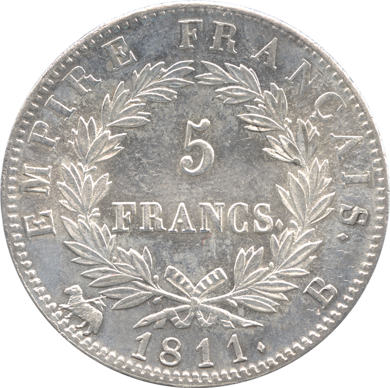 フランス帝国　ナポレオン１世　１ フラン銀貨　１８１１ Ａ銀品位．９００