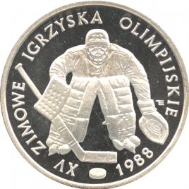 Poland 500Zlotych 1988 Olympic Ice hockey goalie