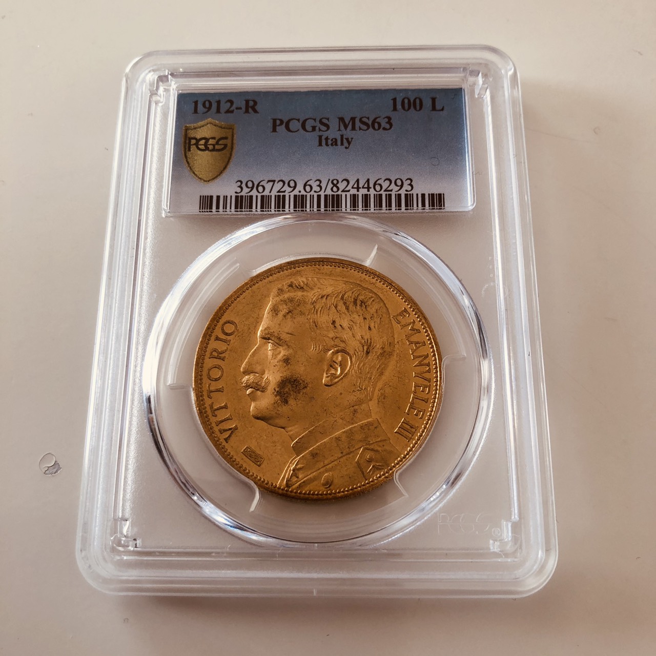 イタリア 100リラ金貨 麦を刈る女神 1912-R PCGS(MS63) – coin&coin